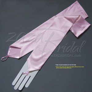 Shiny Stretch Satin Fingerless Gloves Opera Length 16BL - Light Pink